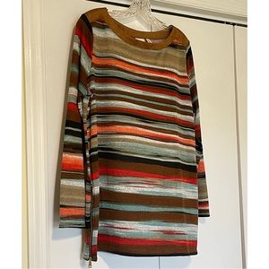 Rafaella Long Sleeve Top with Faux Suede detail and Zippers on sides.  Large